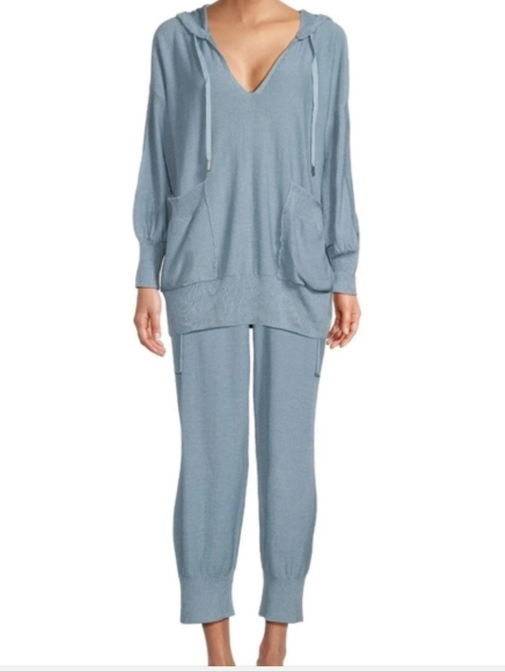 FREE PEOPLE INTIMATELY Snuggle Season Outfit XL Sweater & Pants Set Blue